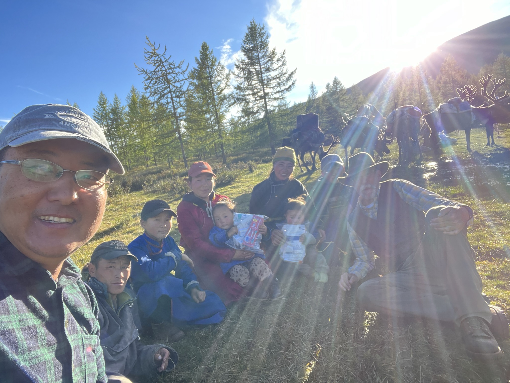 reindeer family selfie